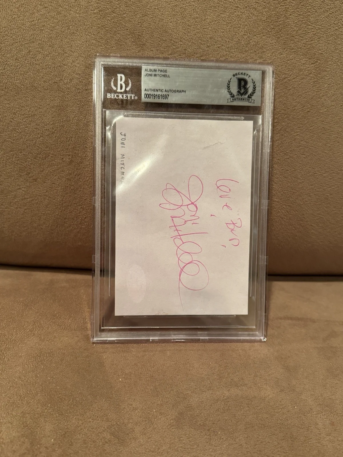 Joni Mitchell Signed Autographed Cut Beckett Slabbed, image 2