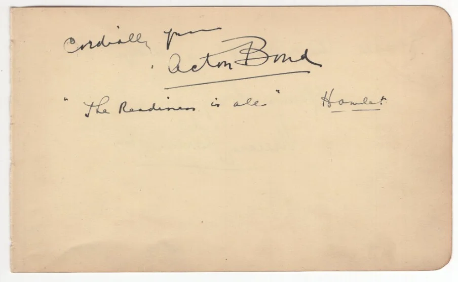 Murray Carrington & Acton Bond Signed Page / Autographed Stage Actor, image 2