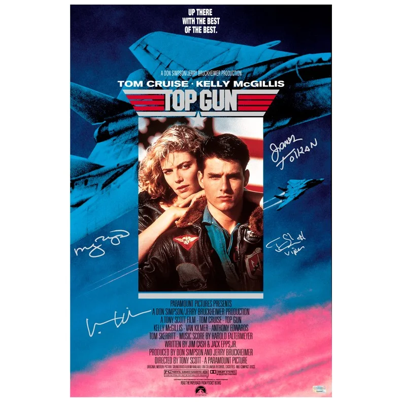 Val Kilmer, Tom Skerritt, James Tolkan, Meg Ryan — Val Kilmer, Tom Skerritt, James Tolkan Top Gun Cast Autographed 16x24 Poster