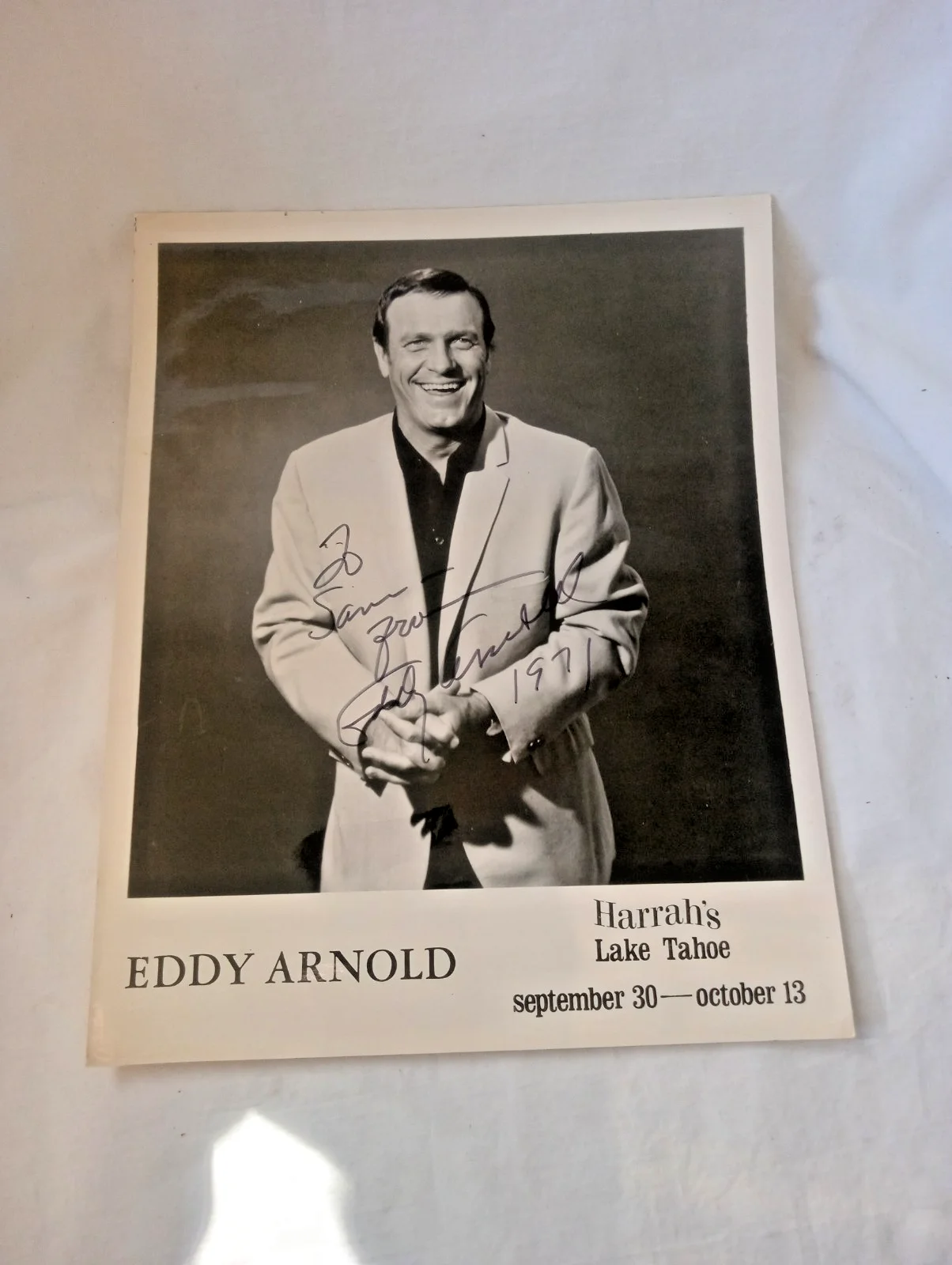 Eddy Arnold Autograph Photo 8x10 Country Musician Signed 1971 *FREE SHIPPING*, изображение 3