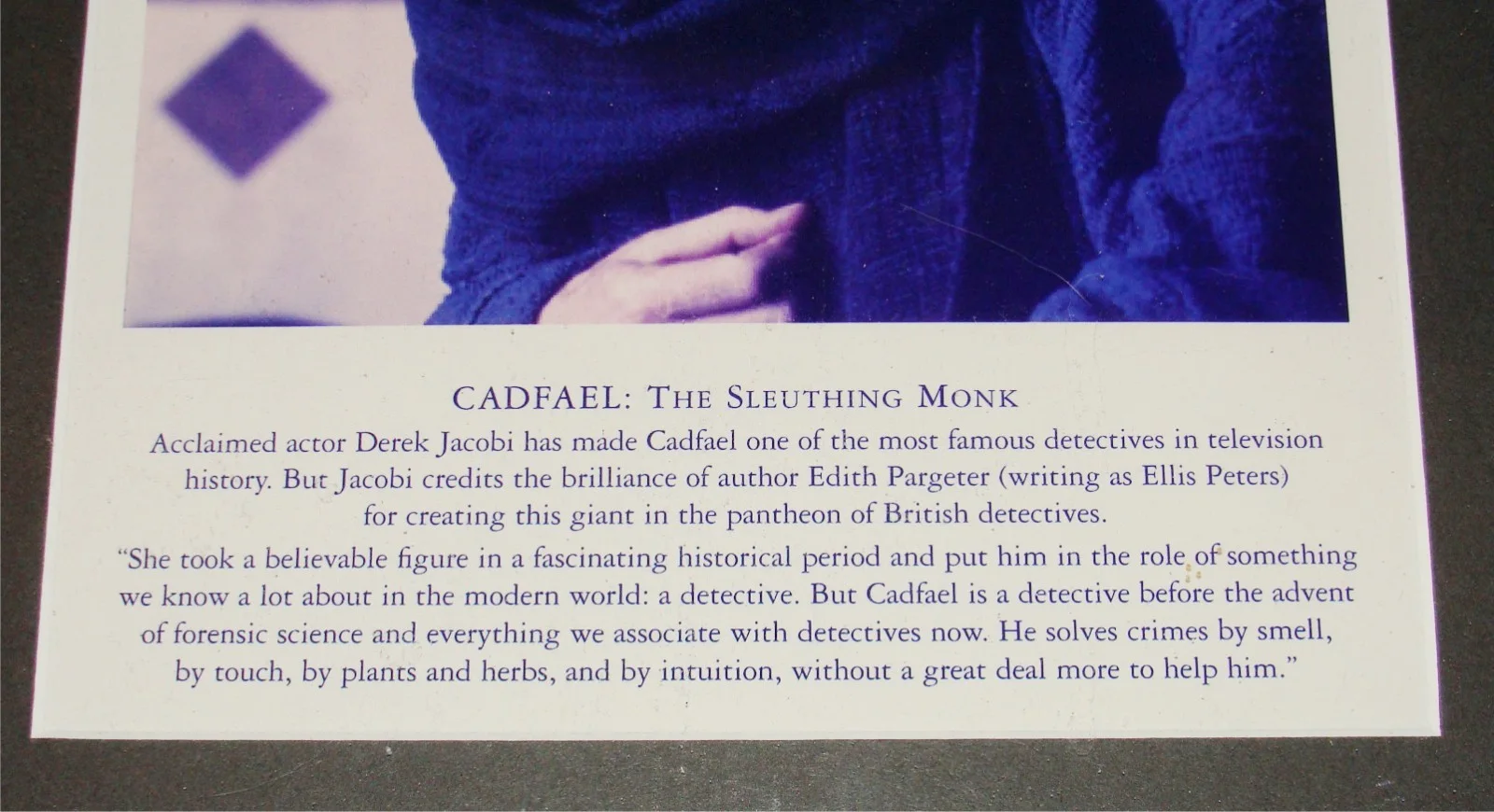 Derek Jacobi — Derek Jacobi Cadfael Sleuthing Monk 9½”x7” Color Signed Photo 11”x13¼” Framed, image 3