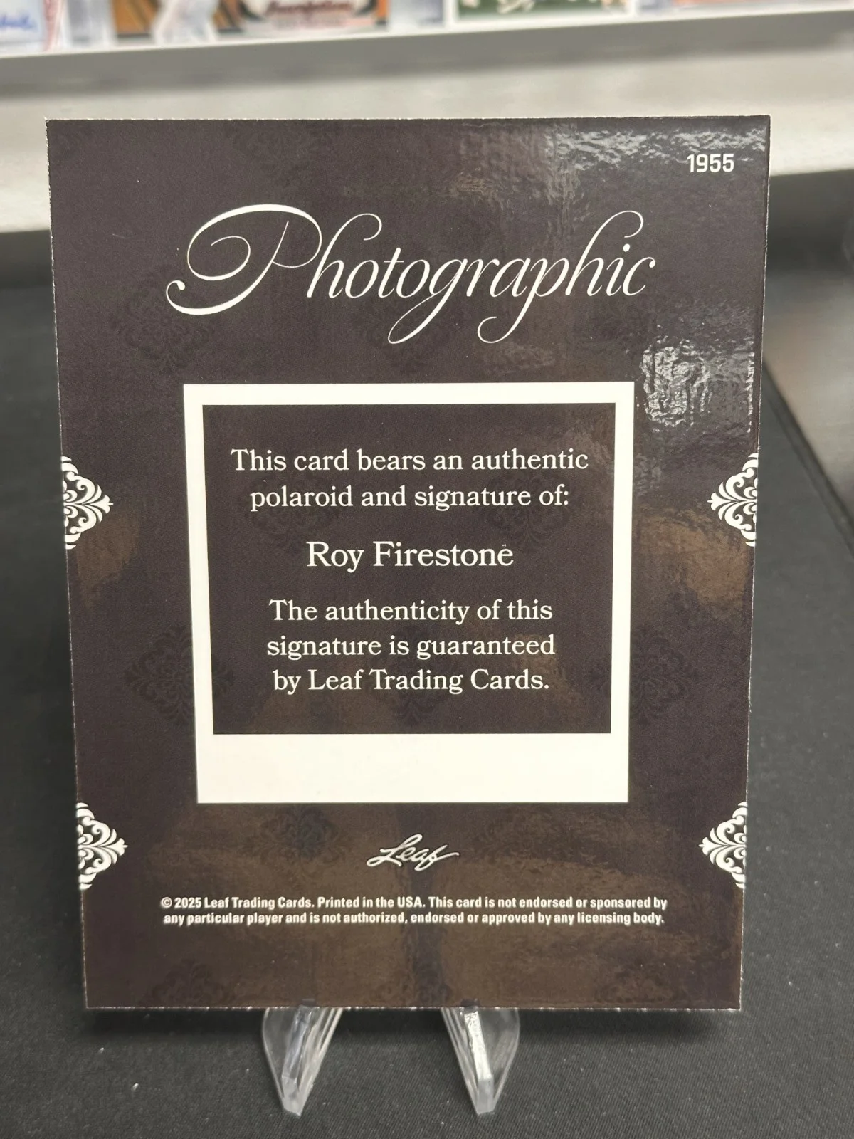 ROY FIRESTONE 2025 LEAF PHOTOGRAPHIC AUTOGRAPH SIGNED POLAROID 1/1 SUPER RARE, image 2