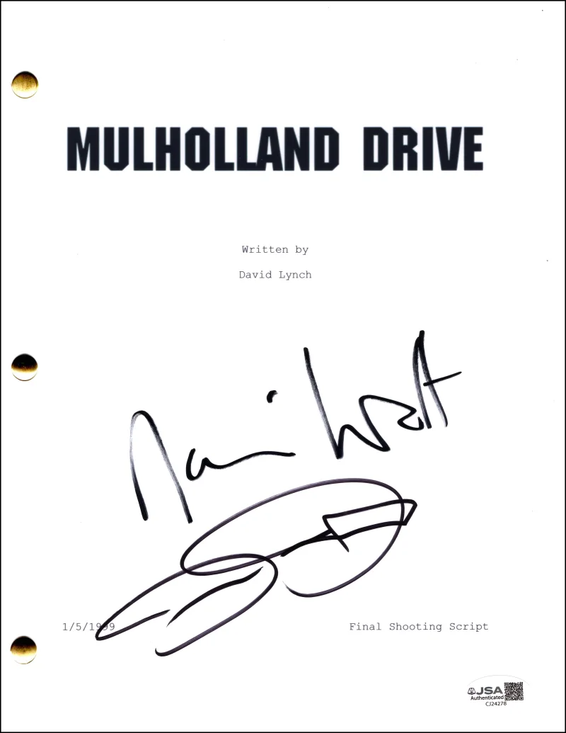 Justin Theroux, Naomi Watts — Naomi Watts & Justin Theroux Signed Autograph Mulholland Drive Script w/ JSA COA