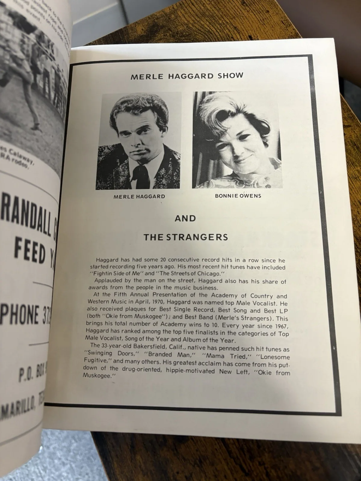MERLE HAGGARD 1971 TOUR PROGRAM Rodeo Amarillo, Texas Rare, image 3