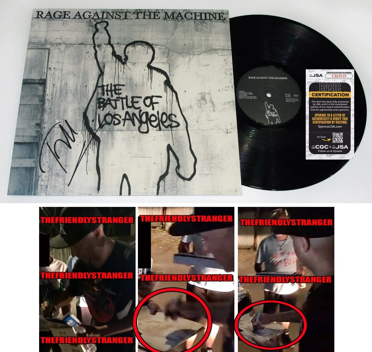 Tom Morello — Tom Morello signed RAGE AGAINST THE MACHINE "BATTLE OF LOS ANGELES" Vinyl JSA