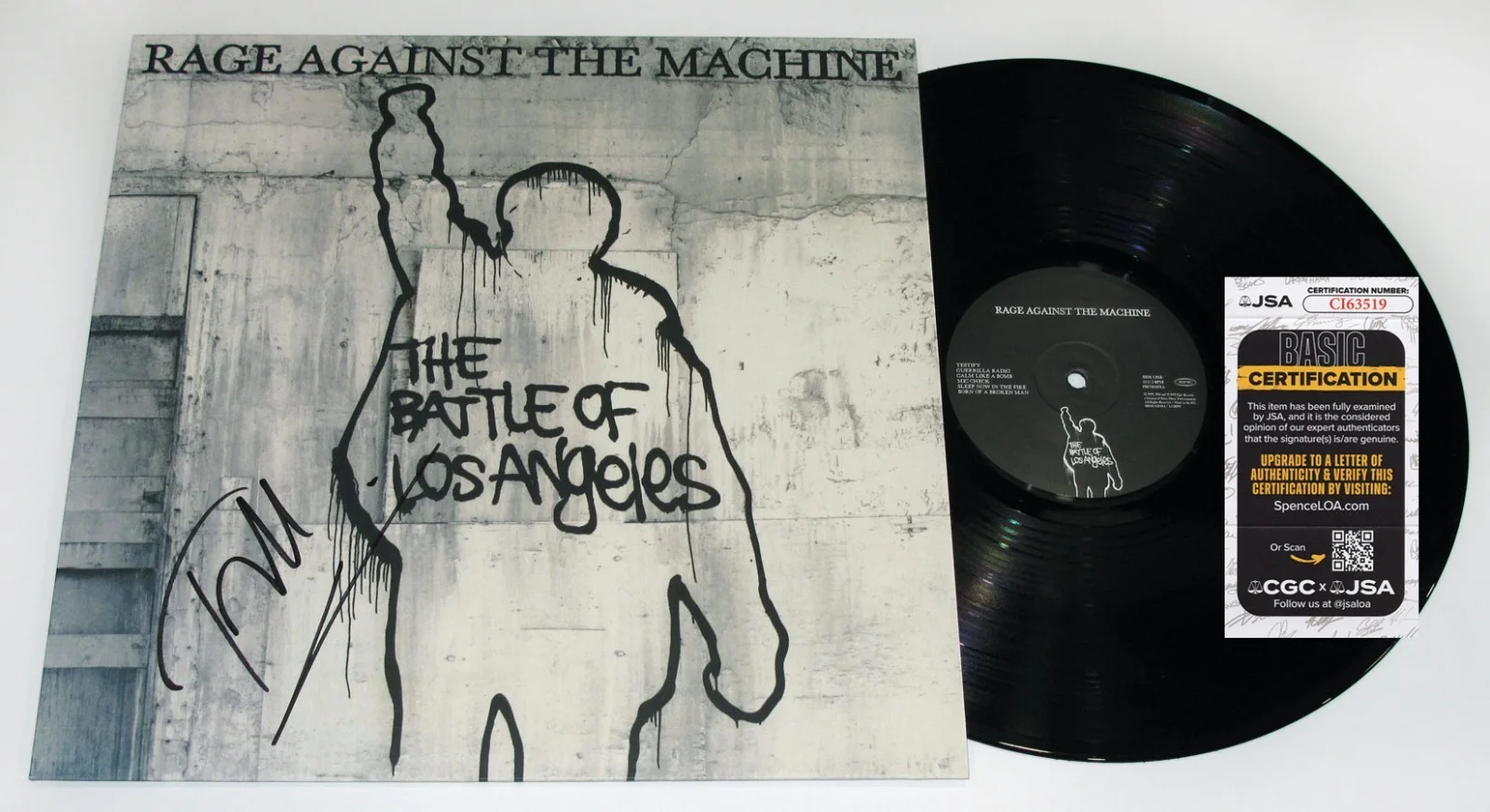 Tom Morello — Tom Morello signed RAGE AGAINST THE MACHINE "BATTLE OF LOS ANGELES" Vinyl JSA, image 5