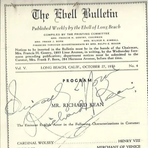 1930 Hand Signed program by British actor Richard Kean, image 2
