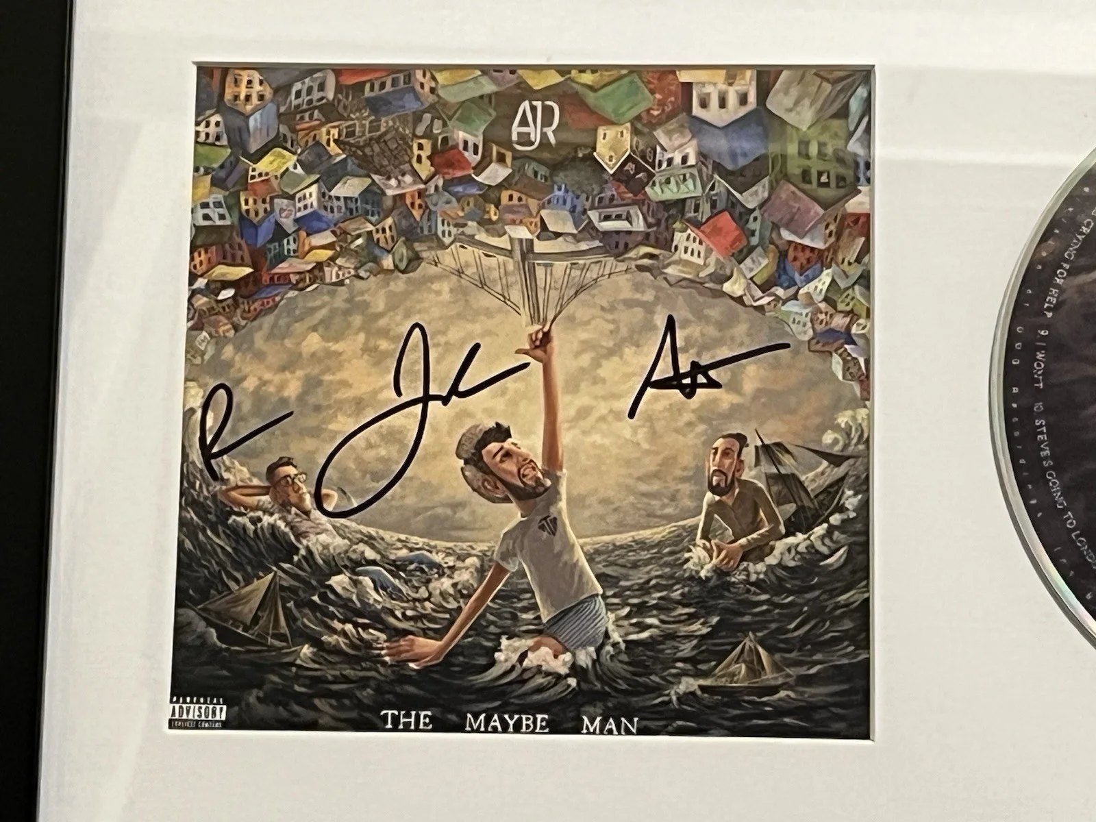 AJR BAND ADAM JACK & RYAN MET SIGNED & FRAMED THE MAYBE MAN CD DISPLAY AUTO COA, image 3