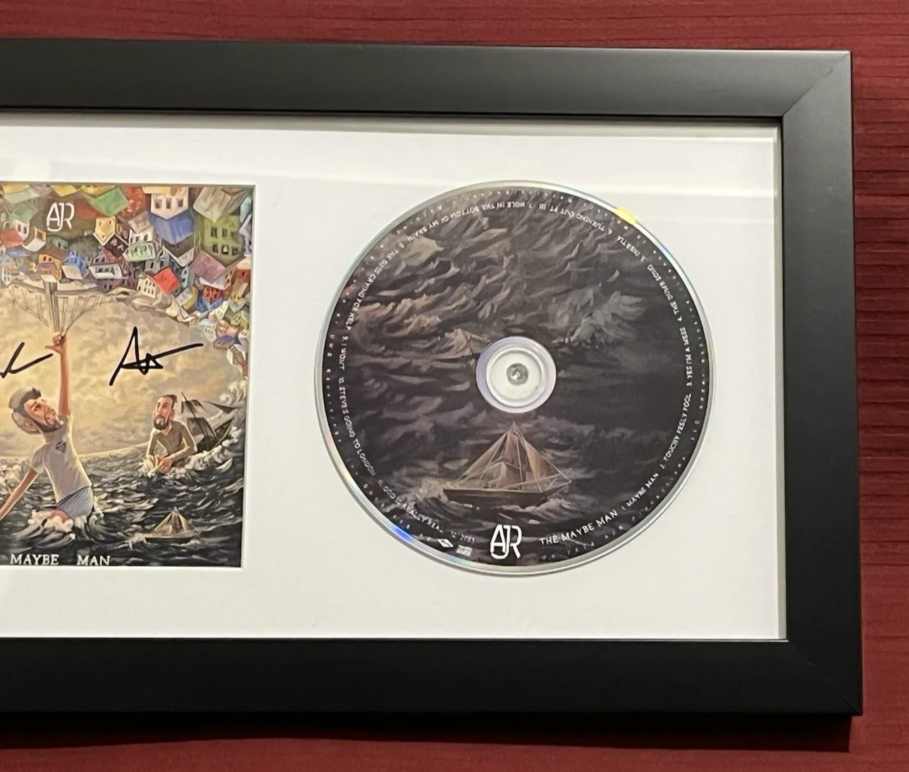 AJR BAND ADAM JACK & RYAN MET SIGNED & FRAMED THE MAYBE MAN CD DISPLAY AUTO COA, image 5