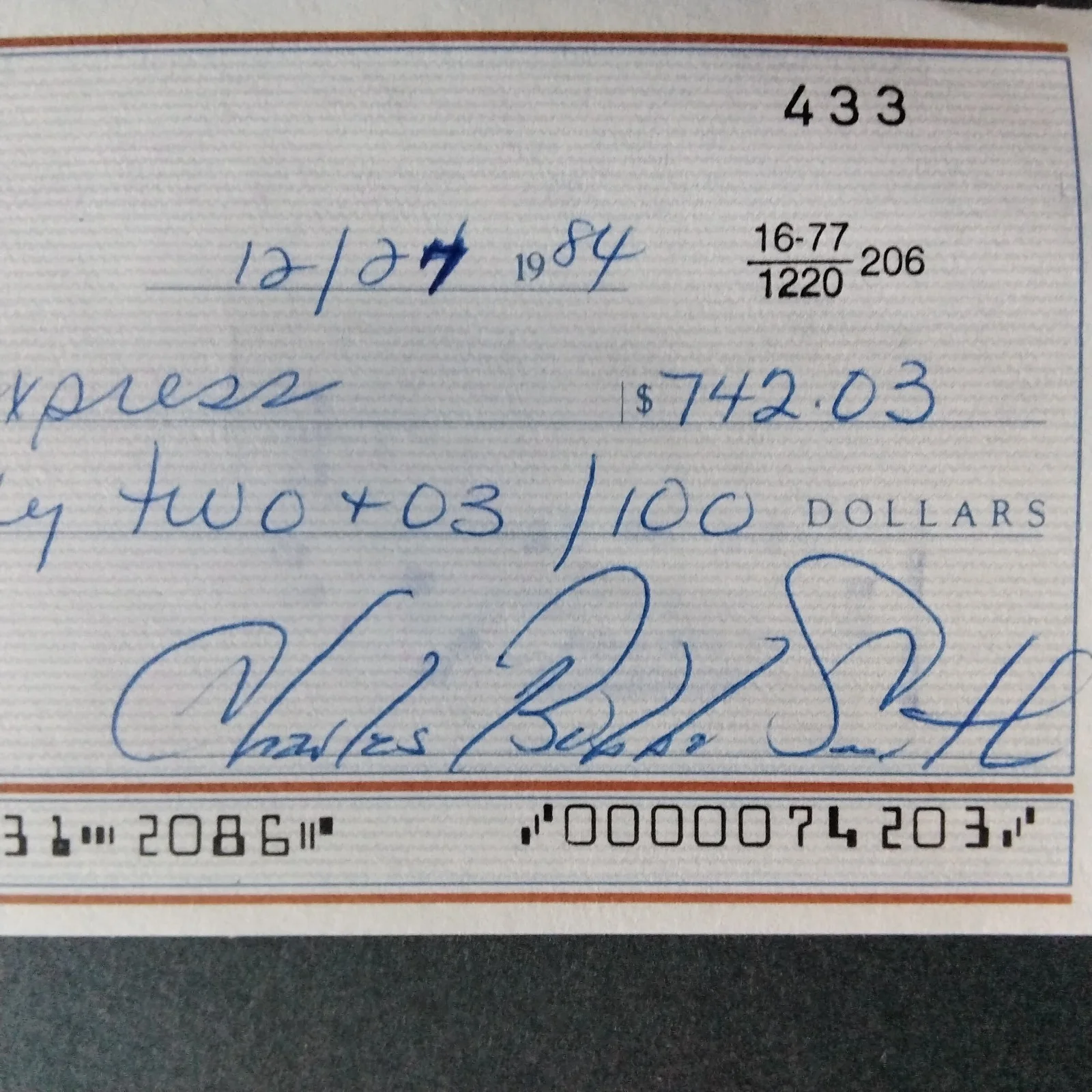 Bubba Smith SIGNED Check Photo Movie Actor Football Player Police Academy COA, изображение 4