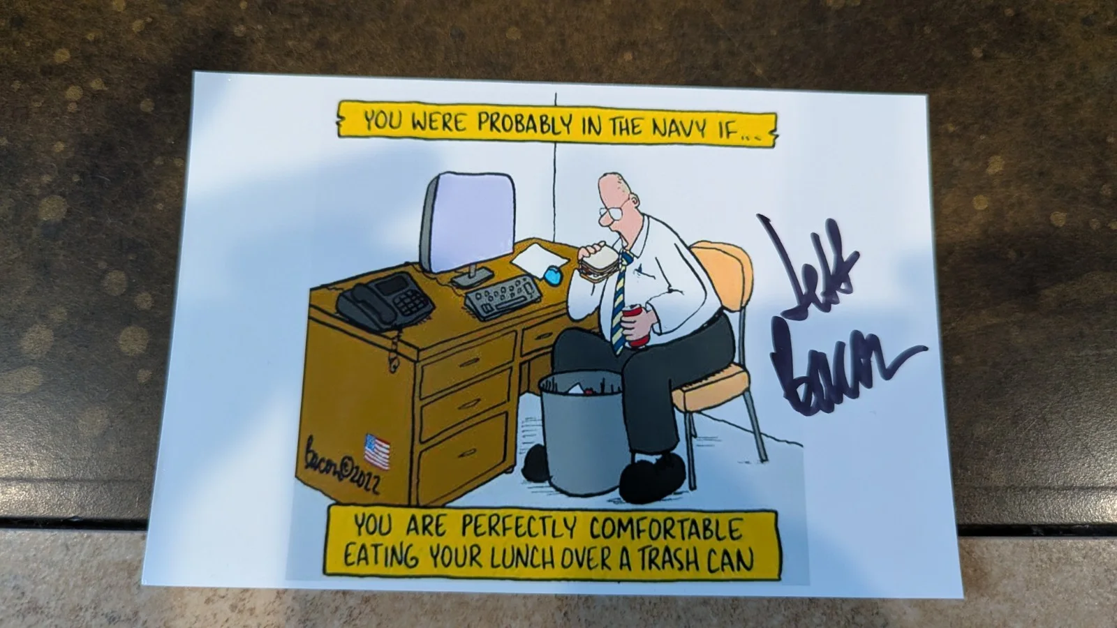Jeff Bacon — Jeff Bacon Signed 4x6 Photo – Renowned Cartoonist – Authentic Autograph