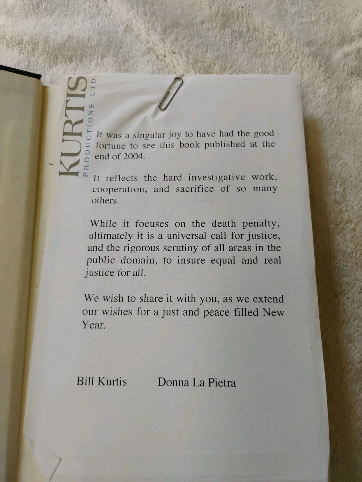 Bill Kurtis — Signed Hard Cover The Death Penalty On Trial Crisis In American Justice Bill..., изображение 2