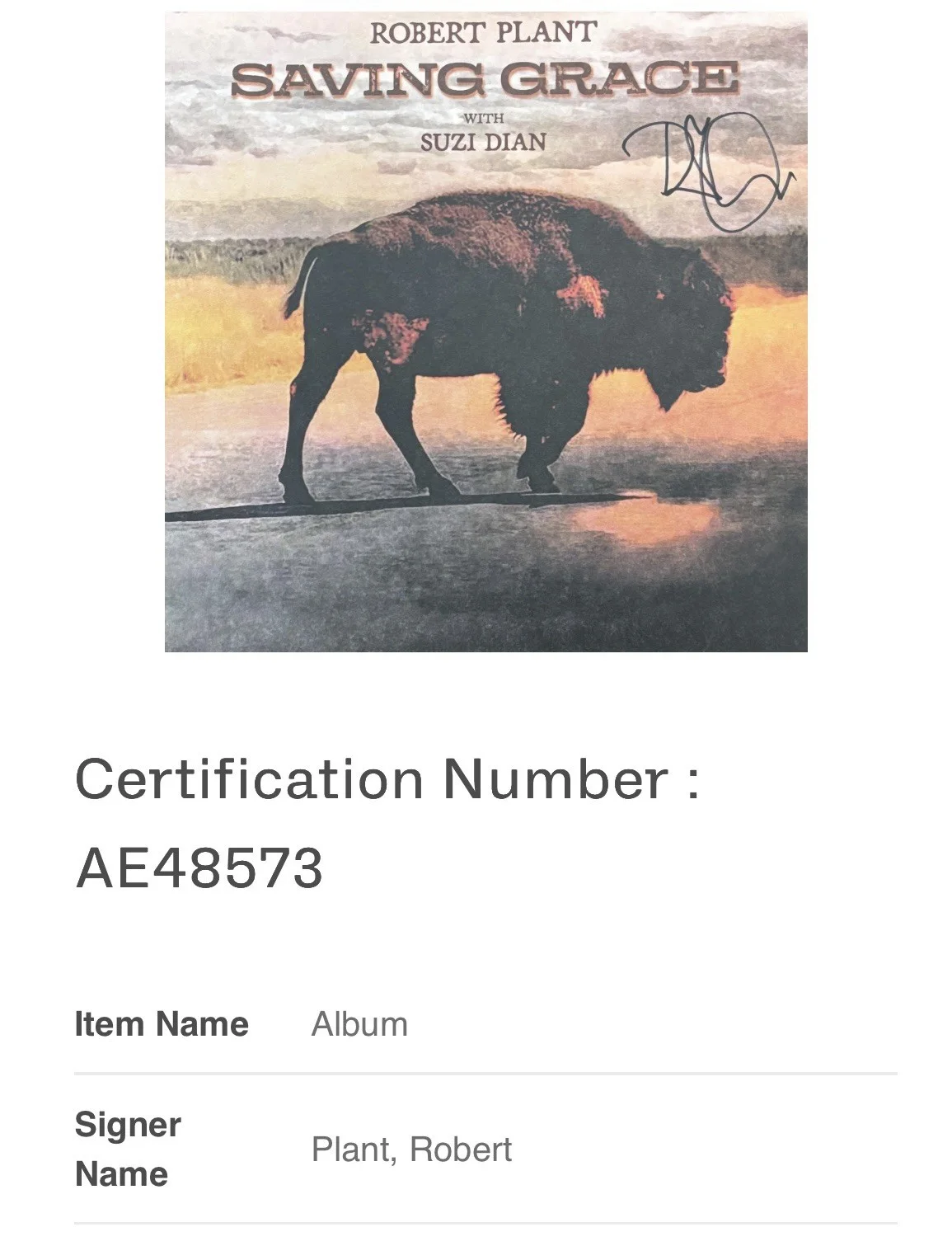 ROBERT PLANT Autographed Signed Saving Grace Vinyl LP Album Beckett LOA COA, image 5
