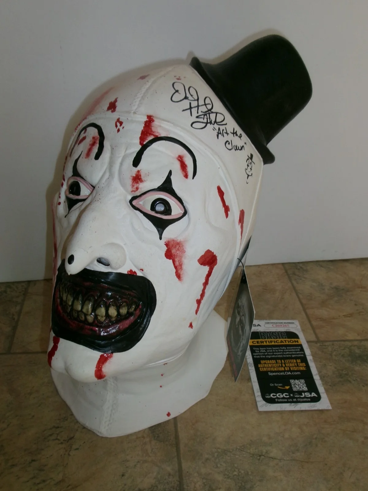 David Howard Thornton — David Howard Thornton Terrifier Art The Clown SIGNED Bloody Mask w clown JSA CER