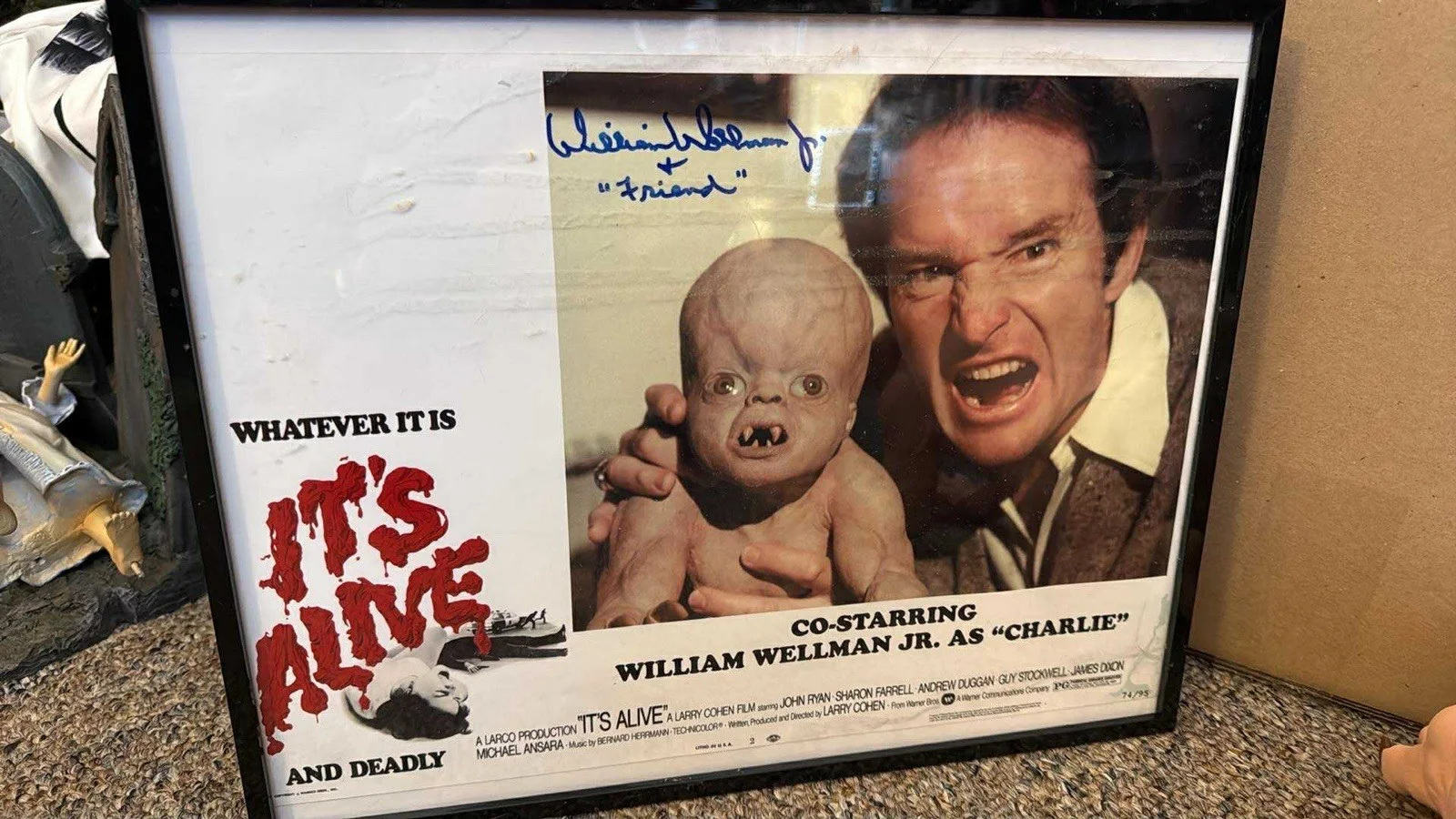 Signed 11 X 14 Lobbycard “IT’S ALIVE” Autograph By Star William Wellman Jr, изображение 2