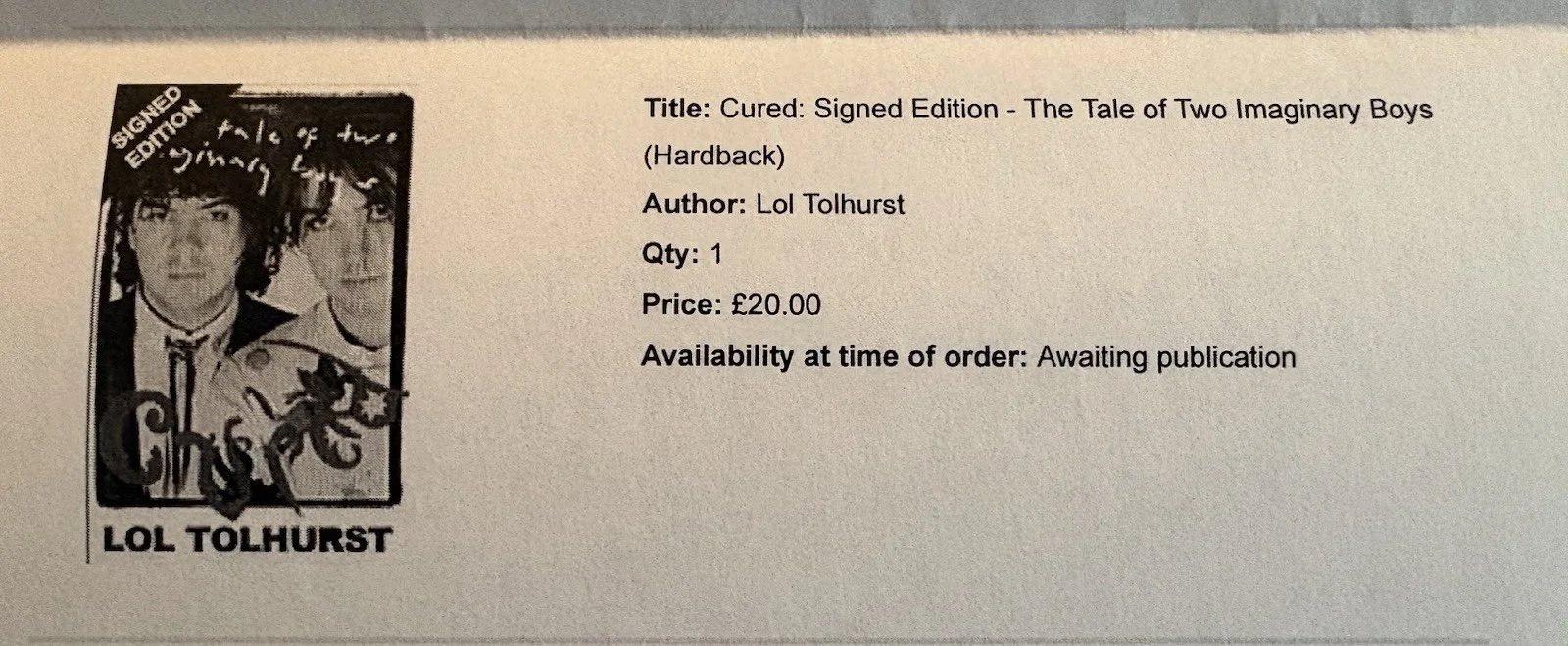 The Cure Lol Tolhurst SIGNED Cured UK 1st Edition AUTOGRAPHED, изображение 5