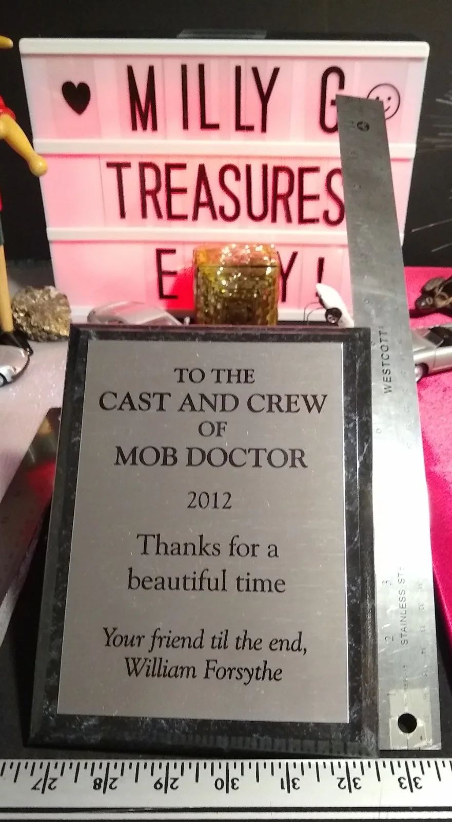 MOB DOCTOR 2012 William Forsythe Signed Crew Wrap Plaque TV Prop Memento Rare, изображение 3