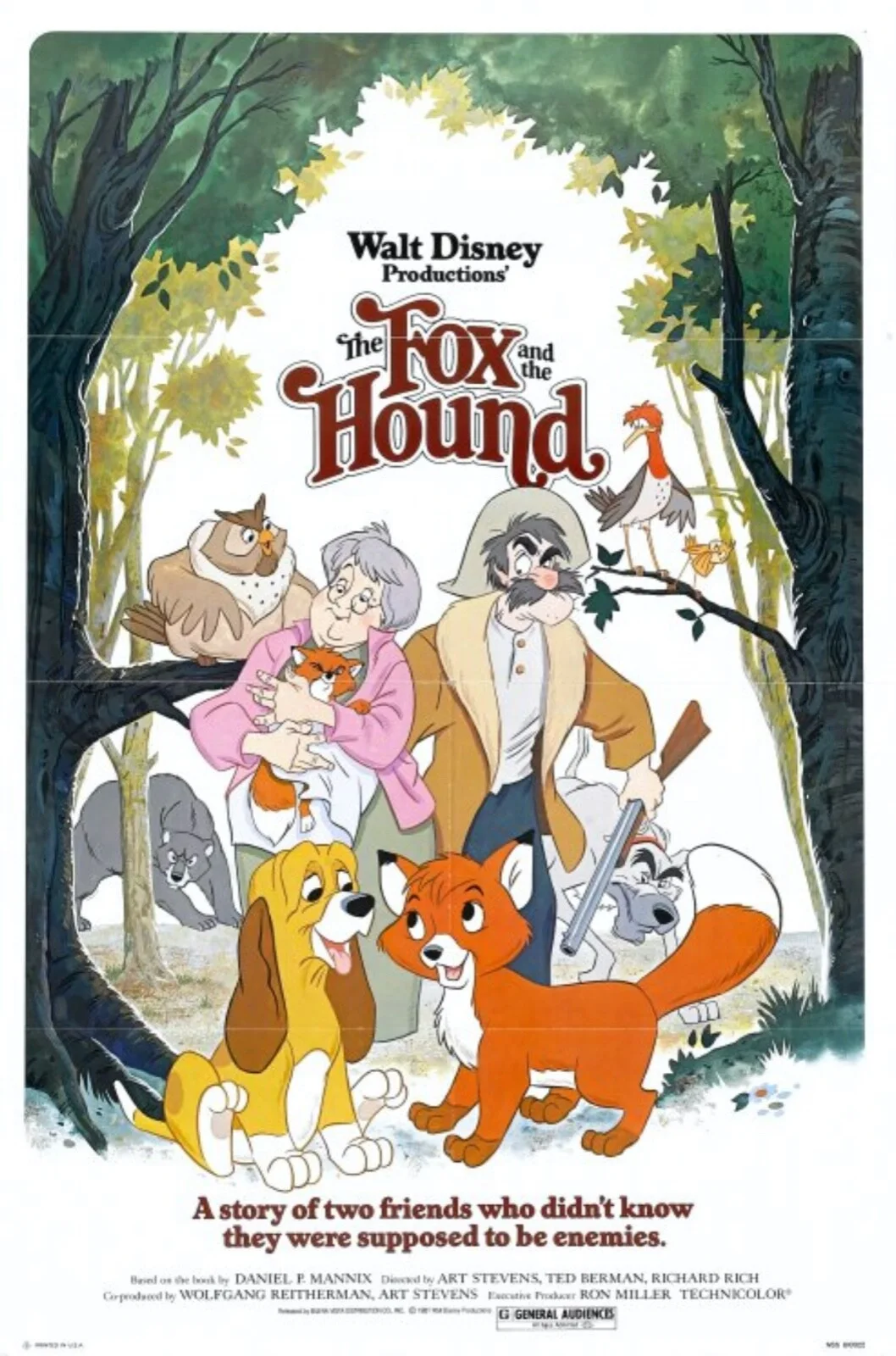 Walt Disney's The Fox & The Hound 1981 Rare Vintage Unmounted 35mm Film Cells, изображение 2