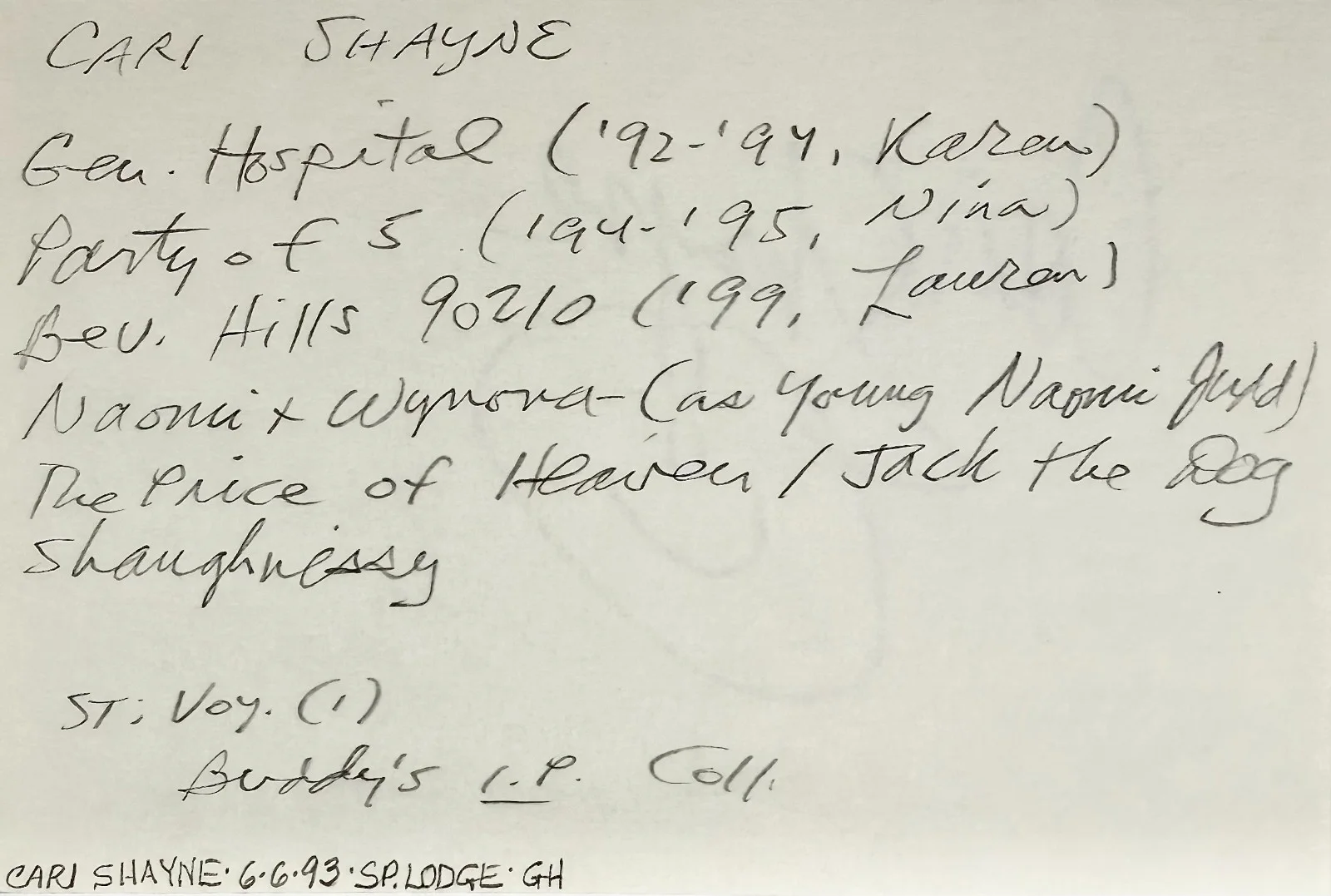 Cari Shayne — CARI SHAYNE Signed Autograph 4x6 INDEX CARD General Hospital STAR TREK: VOYAGER, изображение 3