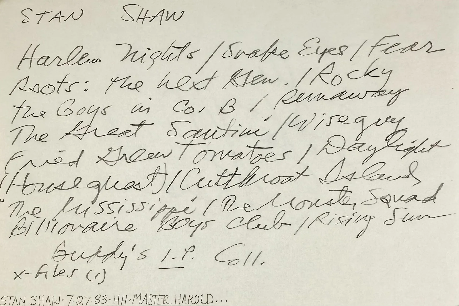 Stan Shaw — STAN SHAW Signed Autographed 4x6 INDEX CARD Jeepers Creepers 3 Cutthroat Island, изображение 3