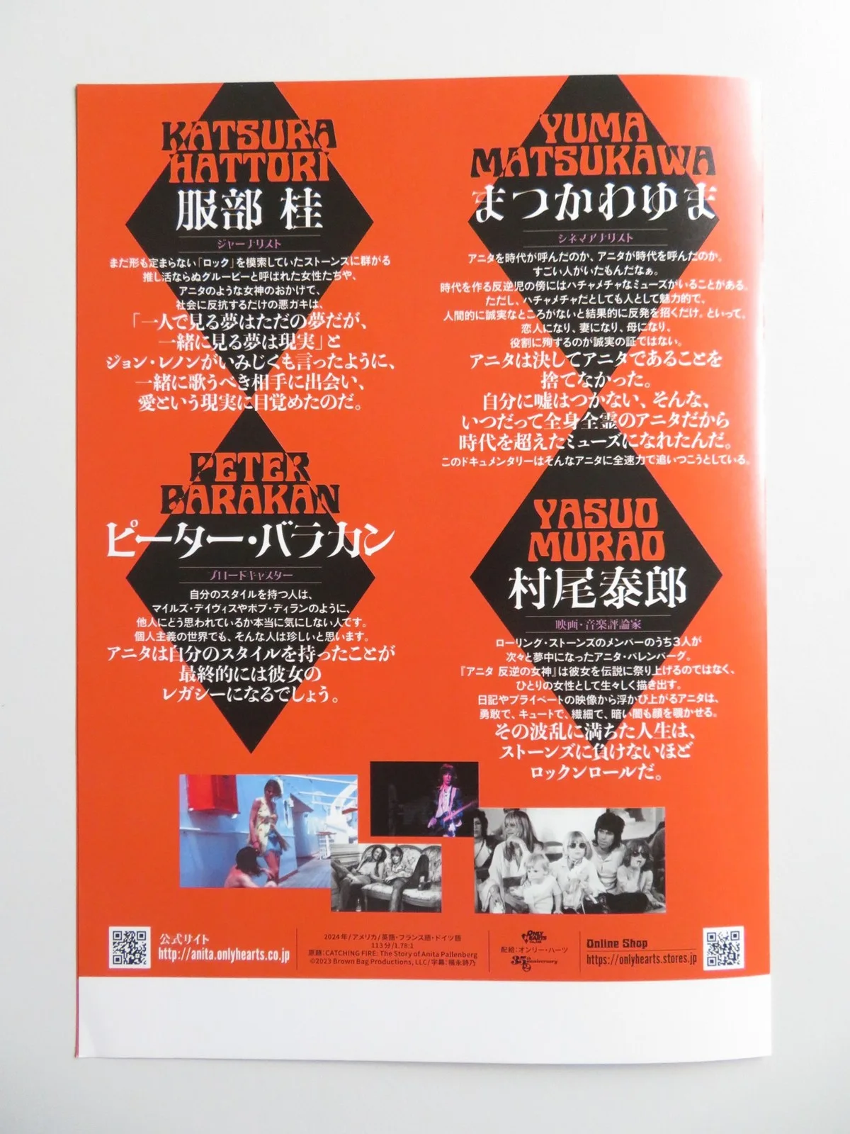 CATCHING FIRE: THE STORY OF ANITA PALLENBERG - B JAPANESE CHIRASHI (B5) POSTER, изображение 3