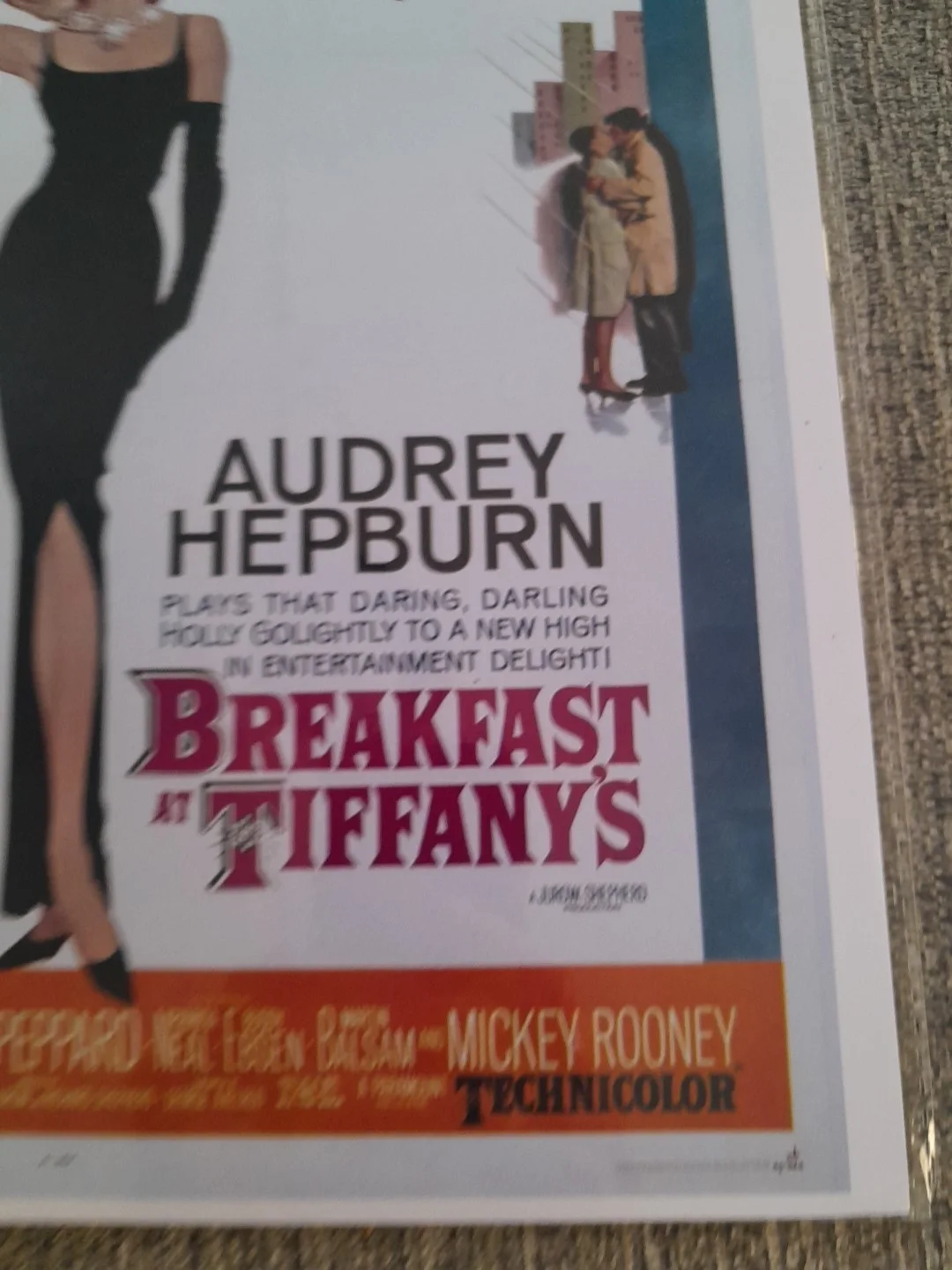 Audrey Hepburn Classic Vintage Movie Poster Breakfast At Tiffanys Repro, изображение 3