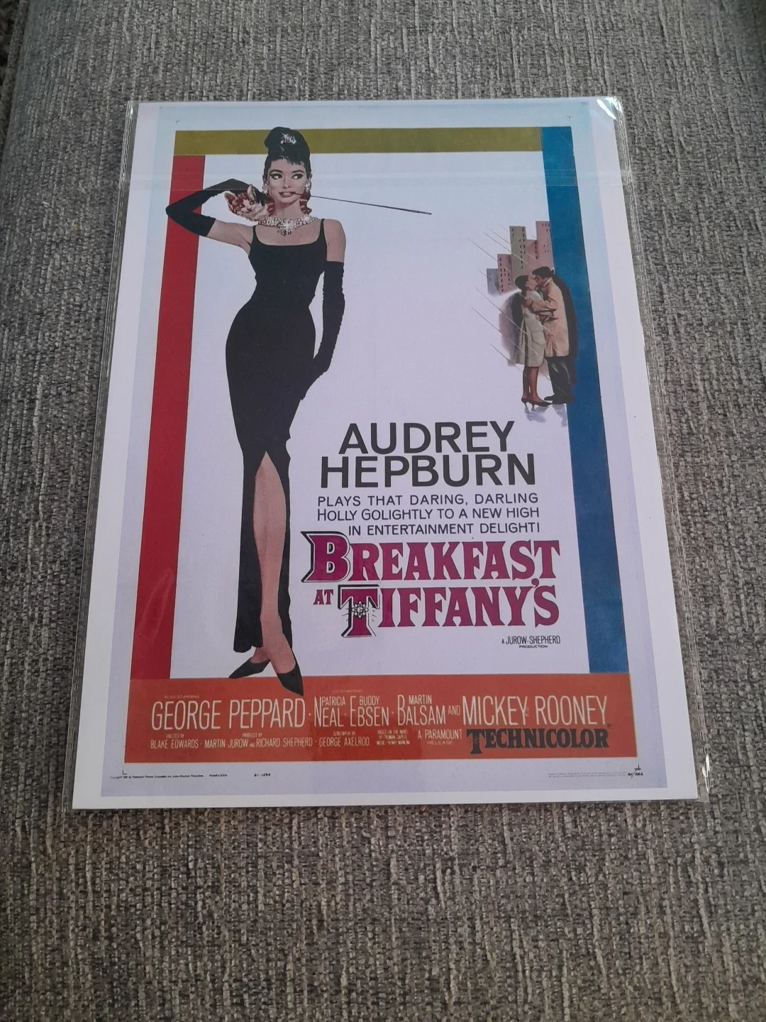 Audrey Hepburn Classic Vintage Movie Poster Breakfast At Tiffanys Repro, изображение 4