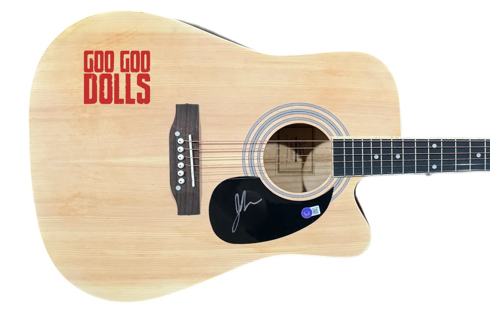 John Rzeznik Goo Goo Dolls Signed Acoustic Guitar Full Size Johnny Beckett COA, изображение 4