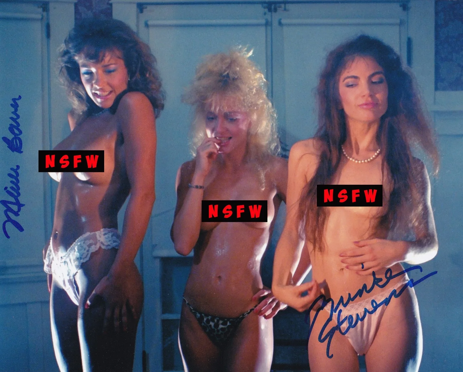 Michelle Bauer + Brinke Stevens — SIGNED NUDE 8x10 - Michelle Bauer & Brinke Stevens "NIGHTMARE SISTERS" SexyPhoto