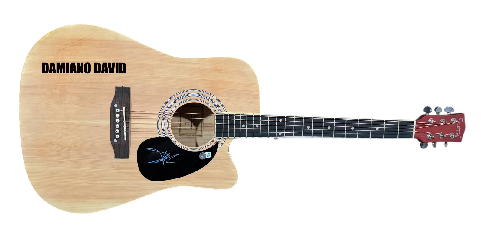 Damiano David MANESKIN Signed Autograph Full Size Acoustic Guitar Beckett COA, изображение 2