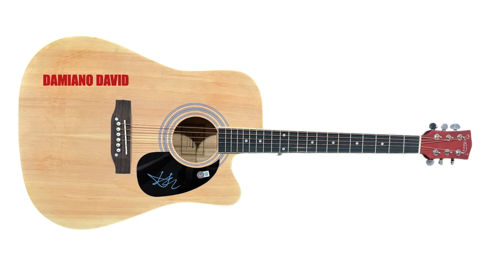 Damiano David MANESKIN Signed Autograph Full Size Acoustic Guitar Beckett COA, изображение 2