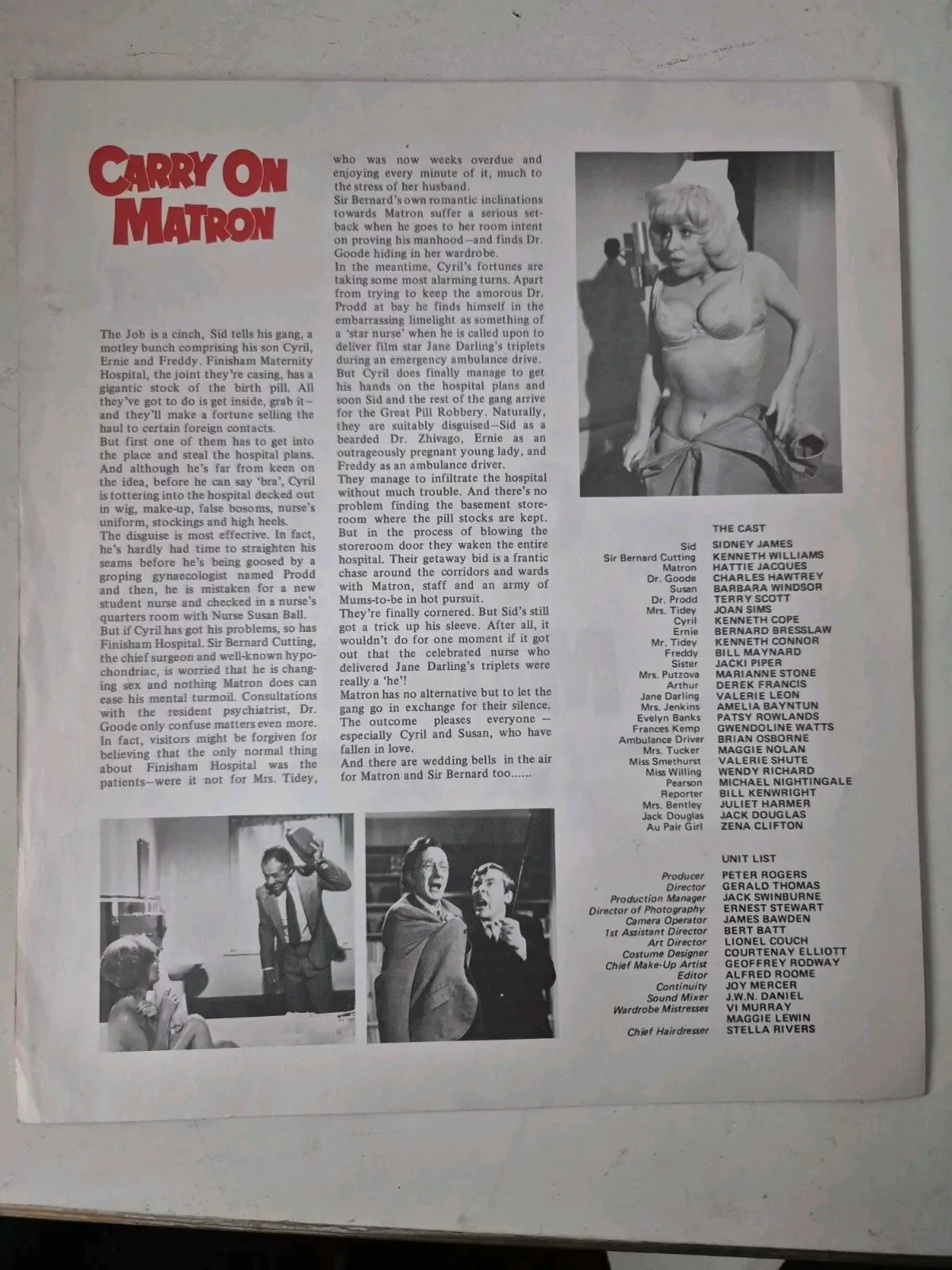 Carry On Matron Promo Synopsis Leaflet & Peter Rogers Autograph Card, image 5