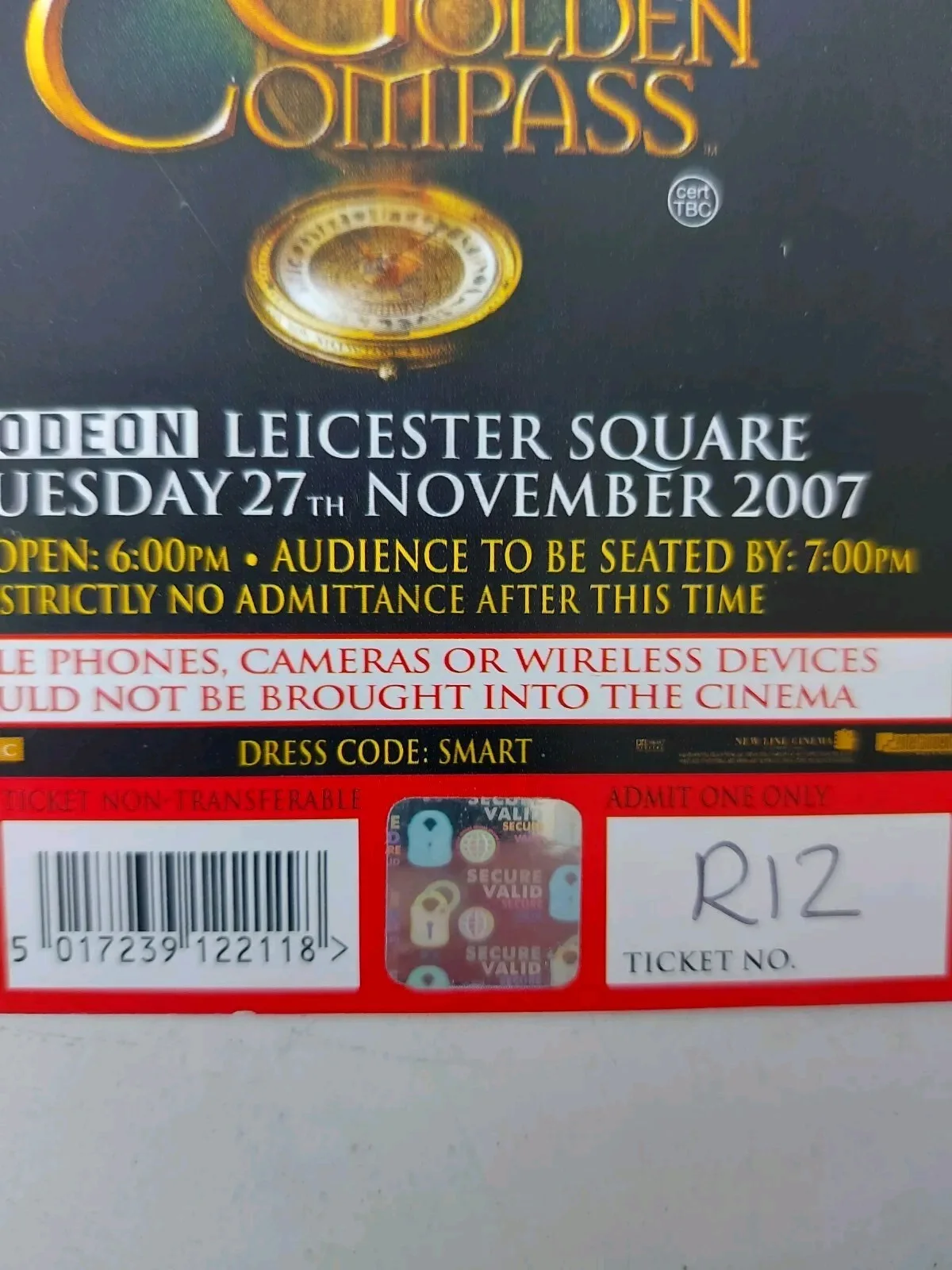 The Golden Compass 2007 World Premiere & After Party Ticket Rare Phillip Pullman, изображение 4