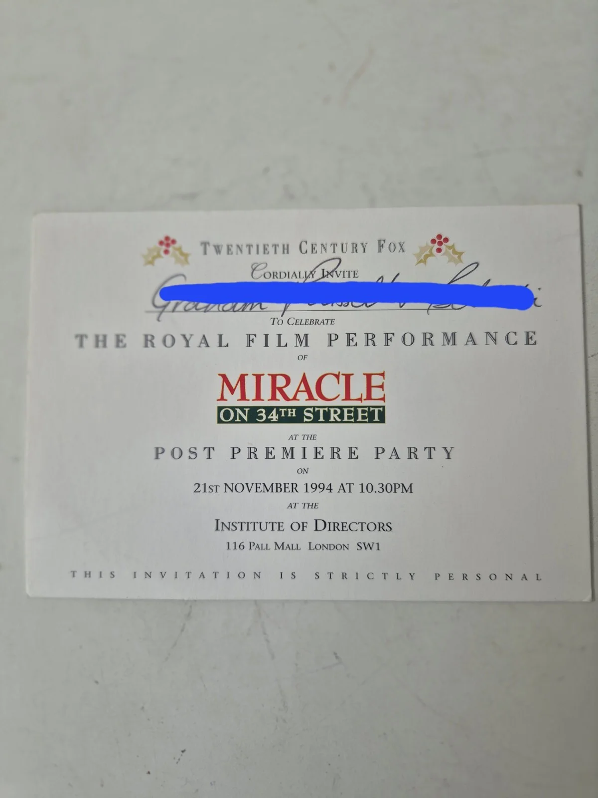 Miracle On 34th Street Premiere Brochure & Post Party Ticket Invitation Rare, image 2