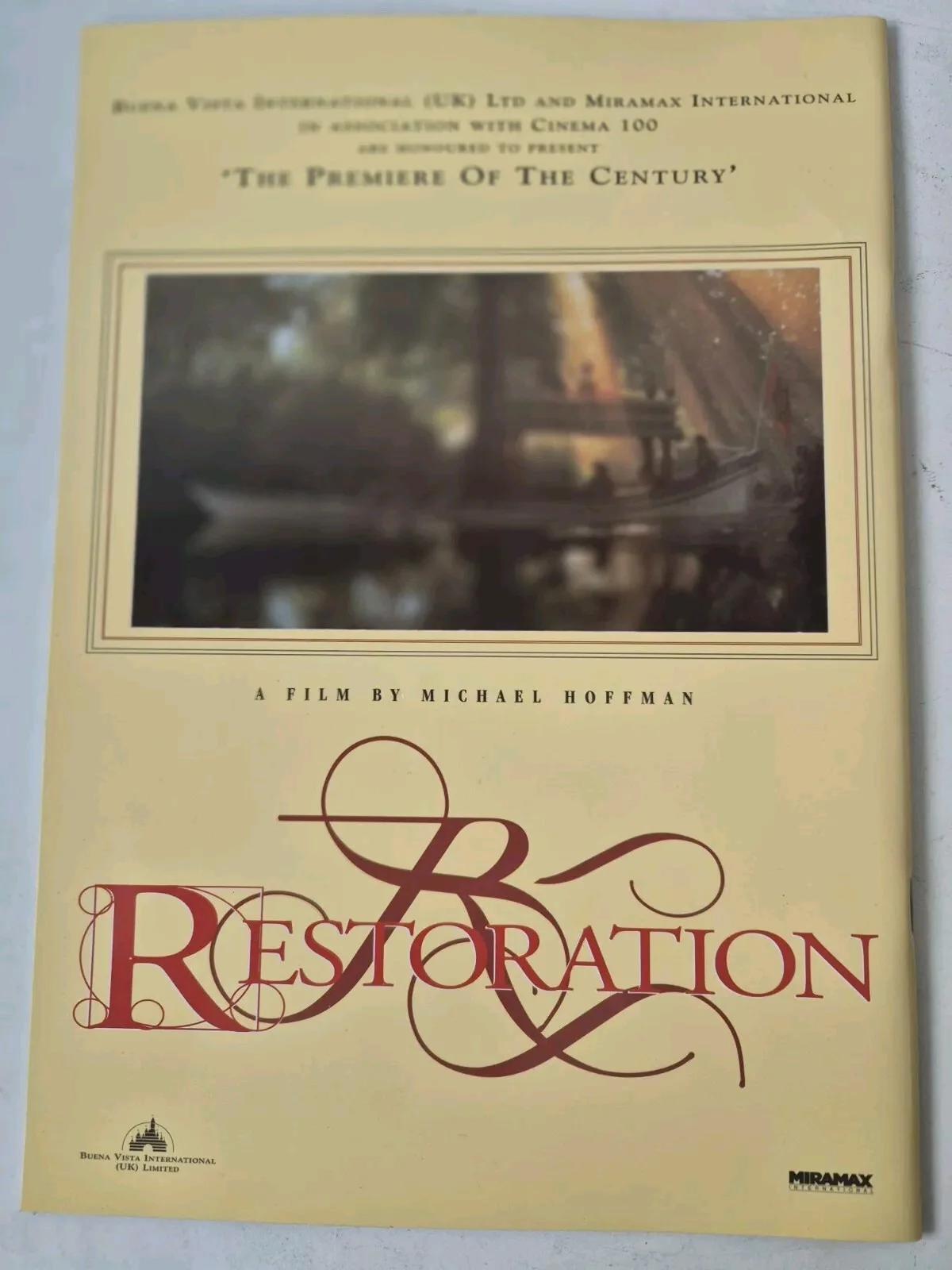 Restoration Movie Premiere Ticket & Brochure Rare 1995 Robert Downey Jr, изображение 5