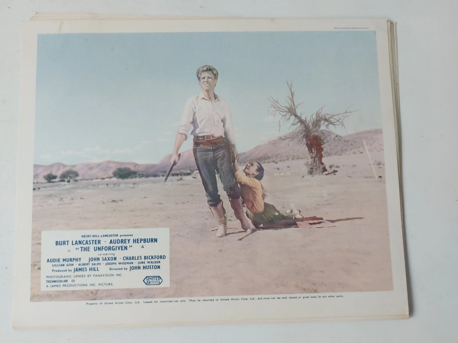 The Unforgiven 1960 Original Lobby Card Set x 8 Hepburn Lancaster Vintage Rare, image 2