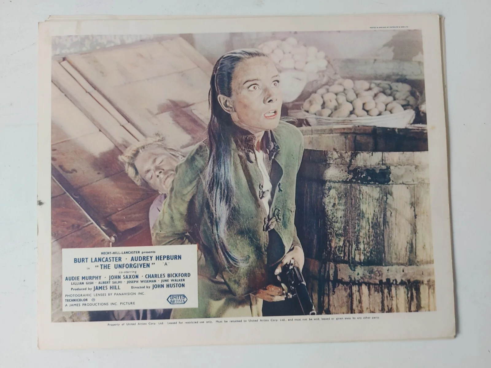 The Unforgiven 1960 Original Lobby Card Set x 8 Hepburn Lancaster Vintage Rare, image 4