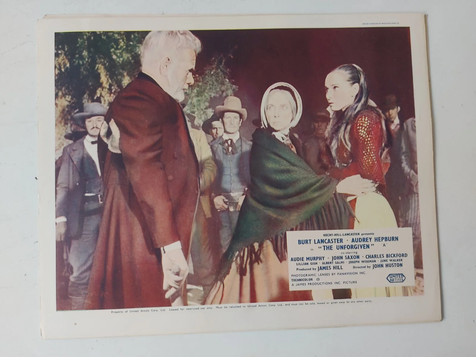 The Unforgiven 1960 Original Lobby Card Set x 8 Hepburn Lancaster Vintage Rare, image 5