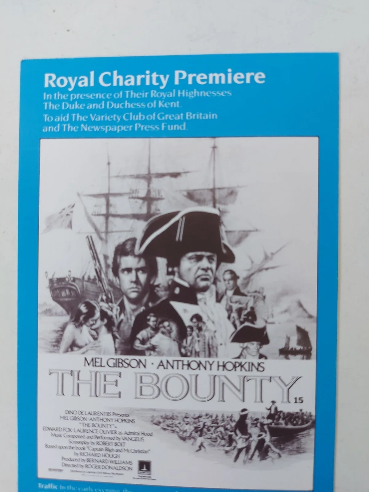 The Bounty 1984 Royal Charity Premiere Ticket UK Rare Anthony Hopkins, изображение 4