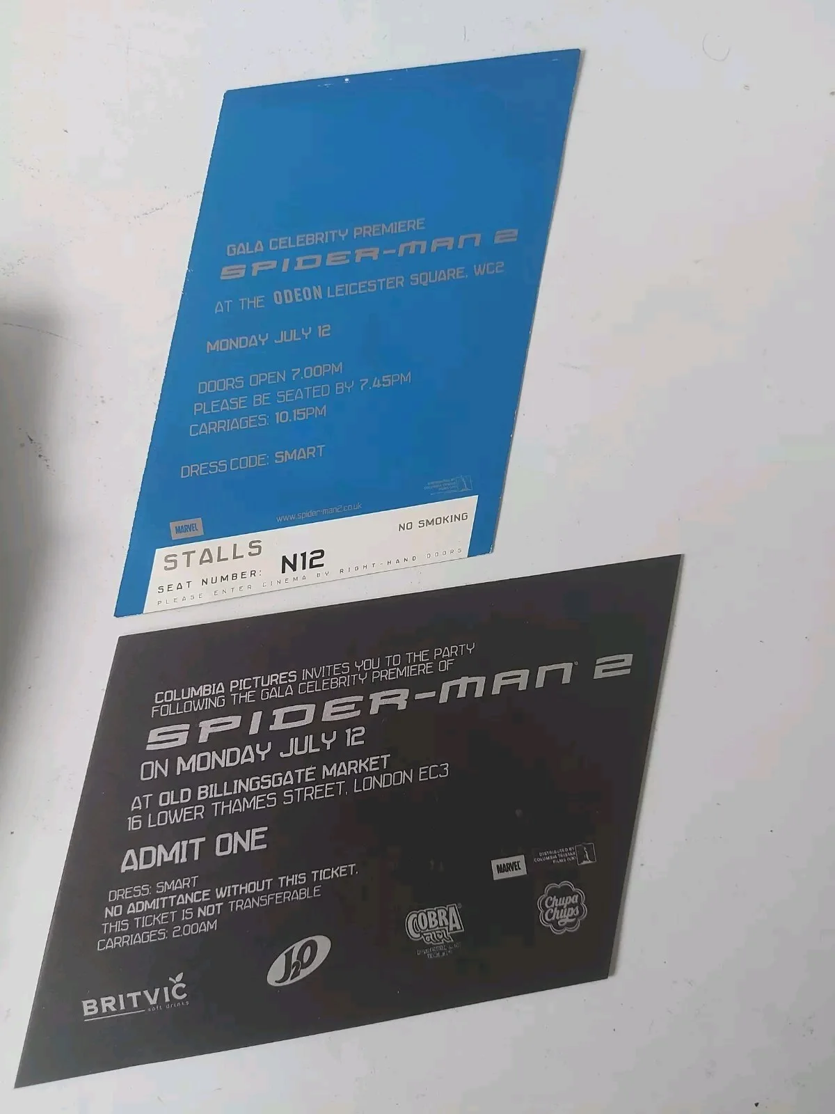 Spiderman 2 Gala Celebrity Premiere & Post Party Ticket Rare 2002, изображение 2