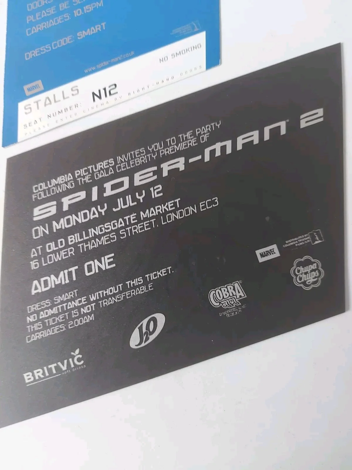 Spiderman 2 Gala Celebrity Premiere & Post Party Ticket Rare 2002, изображение 3