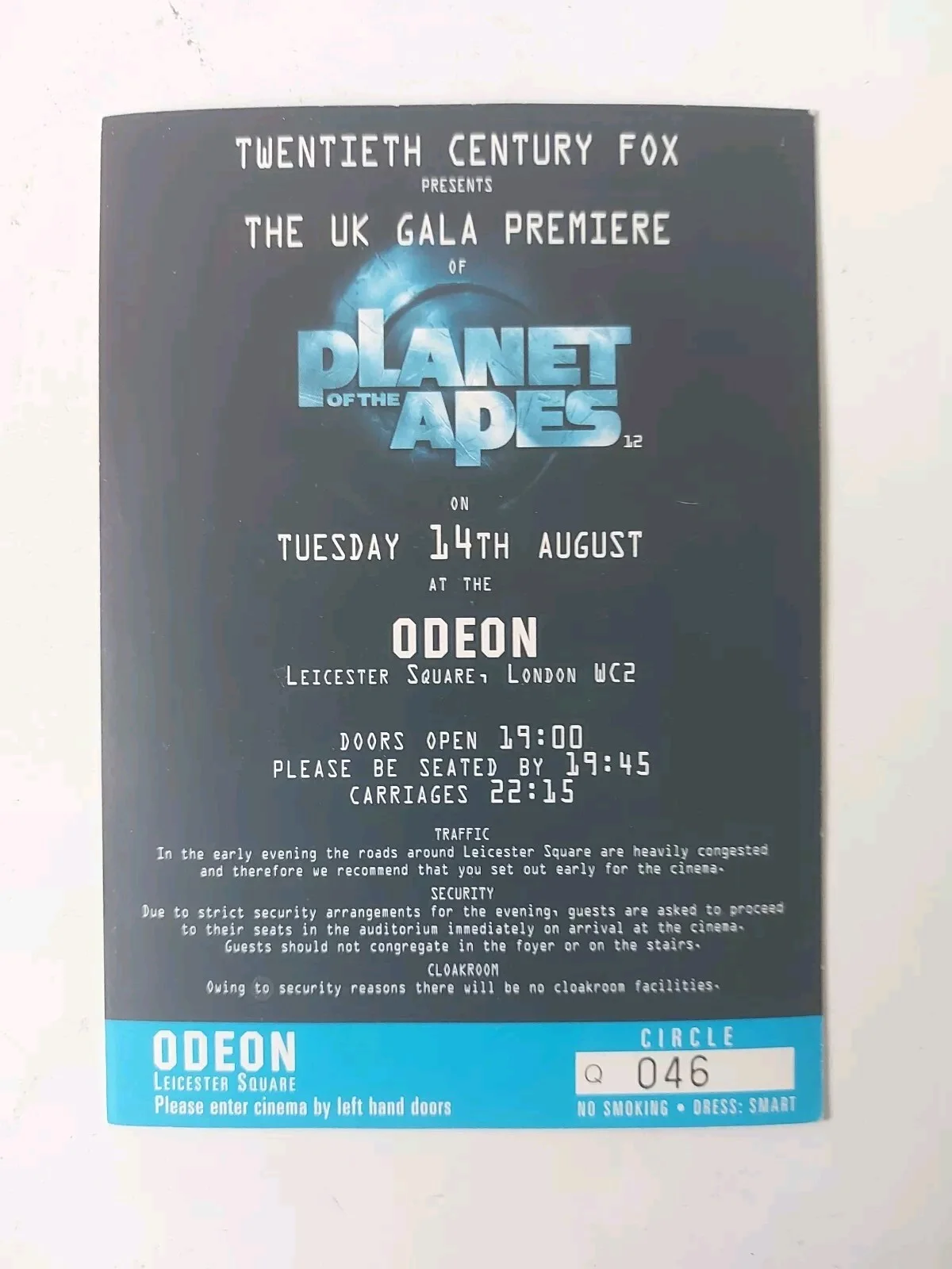 Planet Of The Apes UK Gala Premiere Ticket & Post Party Ticket Wristband Rare, изображение 5