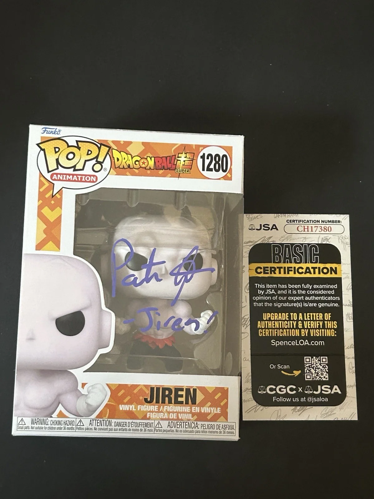 Patrick Seitz — Patrick Seitz Signed & Quoted Jiren #1280 DBZ Super Funko JSA COA