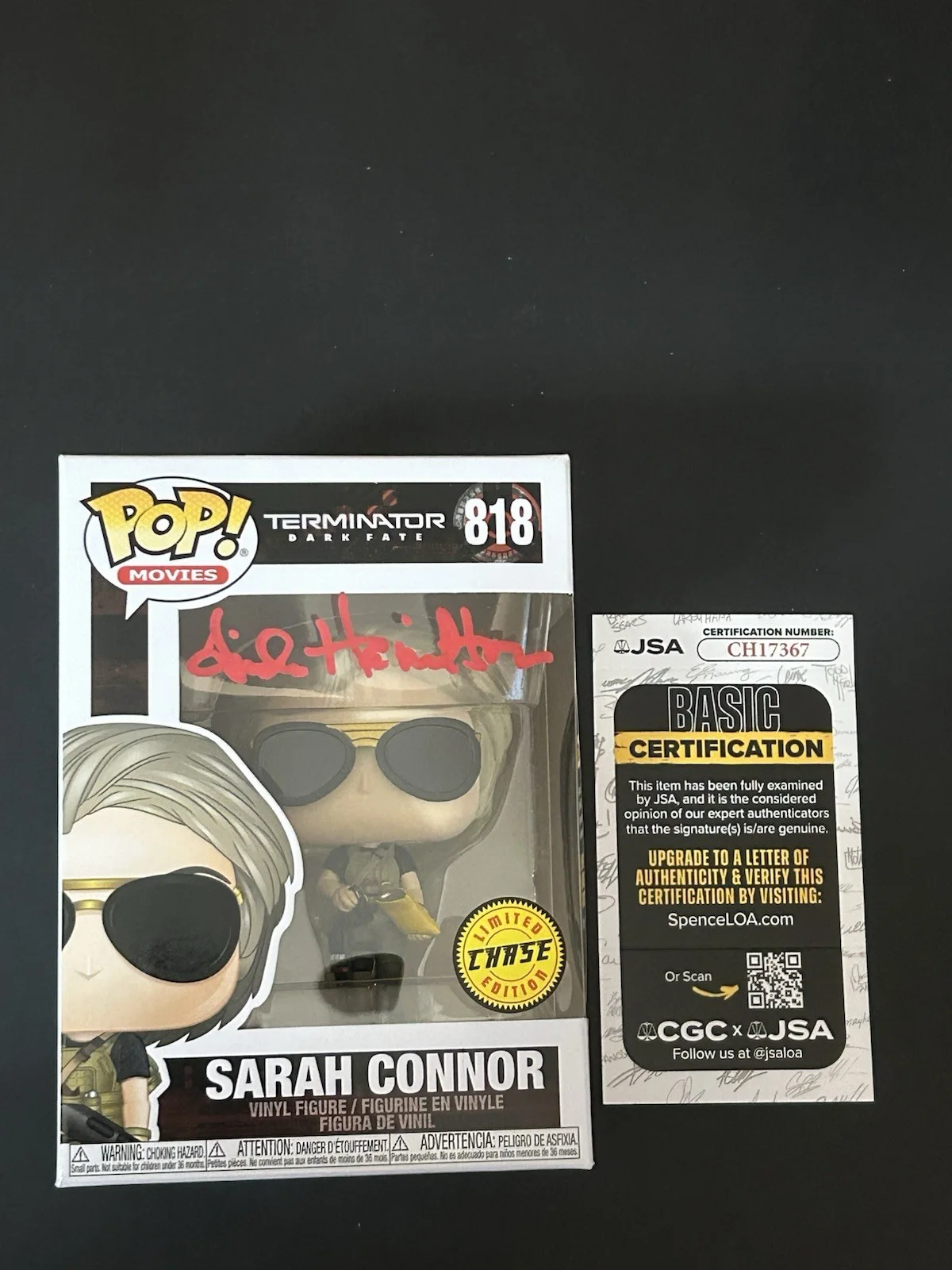 Linda Hamilton — LINDA HAMILTON SIGNED TERMINATOR SARAH CONNOR CHASE FUNKO POP - JSA COA