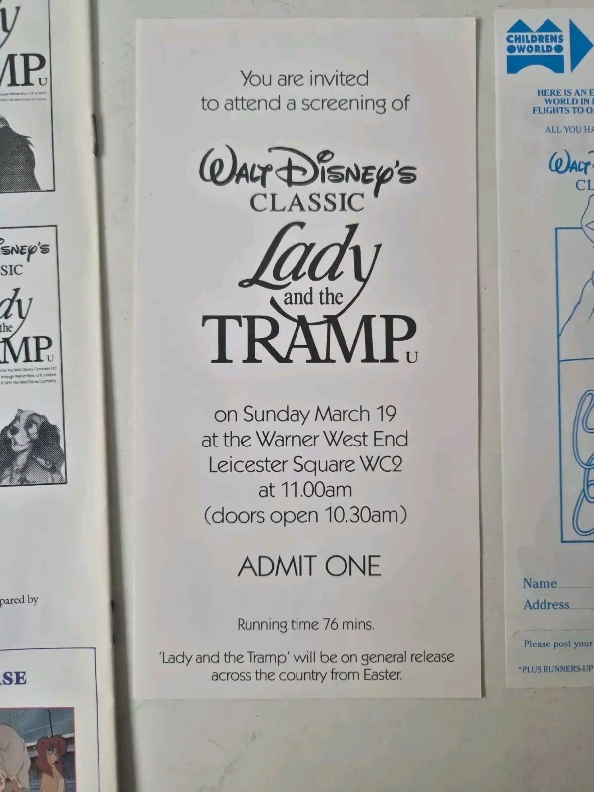 Disney Lady & The Tramp Classic Special Screening Ticket & Flyer & Booklet Rare, image 4