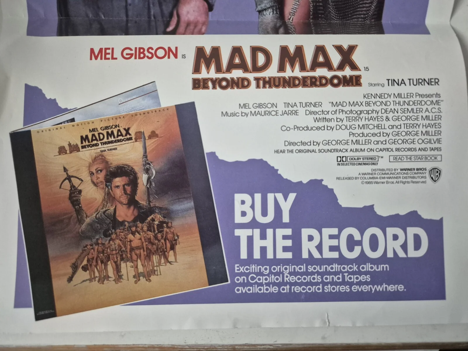 Mad Max Beyond The Thunderdome OST Record Advertising Poster 1985, image 5