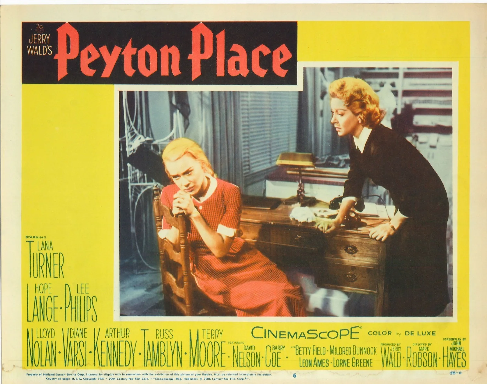 Peyton Place 4x ORIGINAL US Lobby Cards Lana Turner Hope Lange 1957, image 3