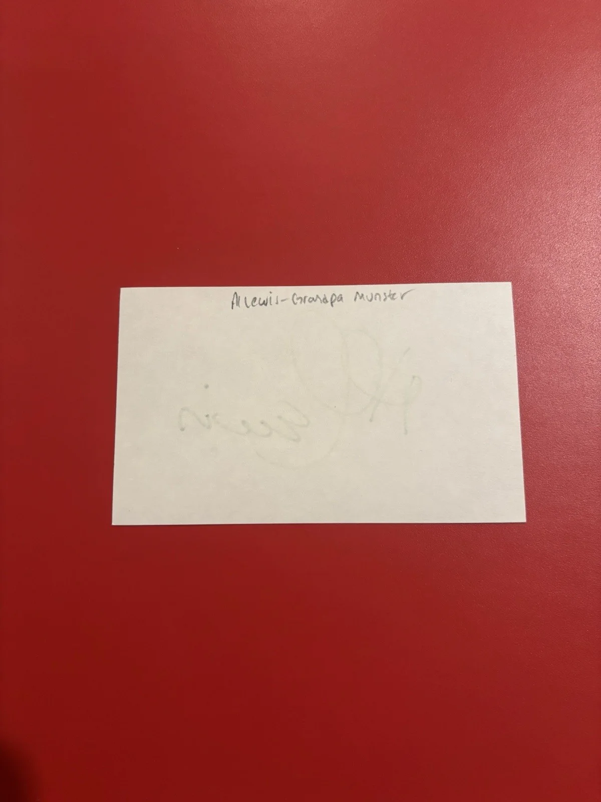 Al Lewis — Al Lewis signed Index Card Grandpa Munster, image 2