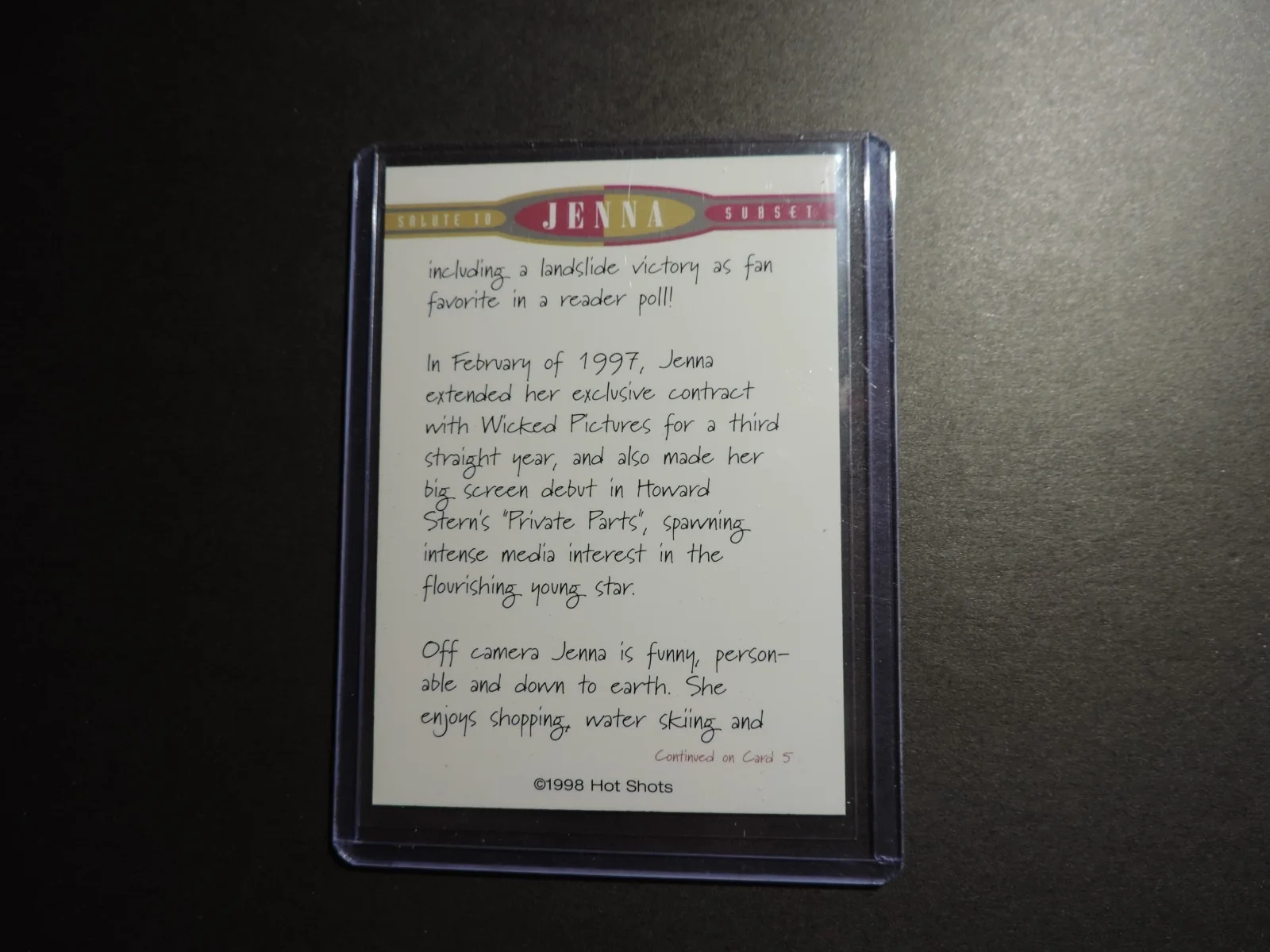 Jenna Jameson — Jenna Jameson Autographed Trading Card. Salute to Jenna Card # 6 Hot Shots MINT, изображение 2