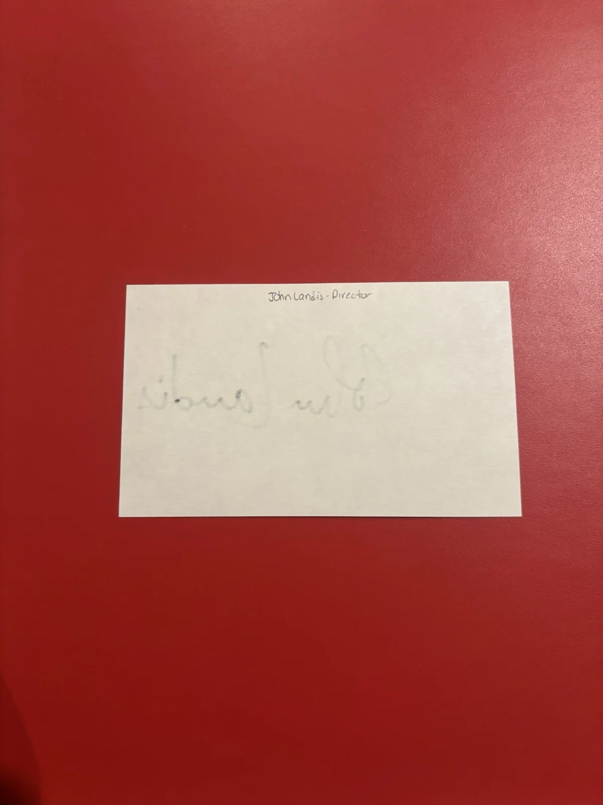John Landis — John Landis Signed Auto 3x5 Index Card Animal House, изображение 2